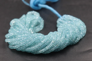 Natural <b>Aquamarine</b> Faceted Rondelle Shape Beads 3-5mm for Jewelry Making - Product Image 4