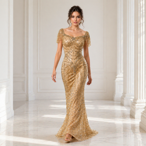 Luxury Beading & Sequin Mermaid Evening <b>Gown</b> with Sweetheart Neck | Women's Elegant Formal Wear OEM India 2026 New Arrival - Product Image 5