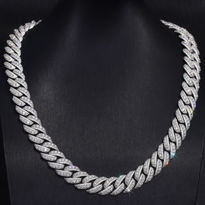 Luxury Iced Out Cuban Link Hip Hop Chain White Gold Finish <b>Statement</b> <b>Necklace</b> for Men Women Premium Fashion Jewelry - Product Image 3