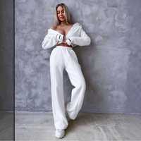 Ensemble de survêtement gris oversize pour femme, léger, avec haut court corset à capuche, pantalon de jogging, fermeture éclair manches longues, couleur unie, décontracté