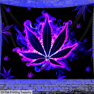 Tapestry 2D con Foglie Viola Fluorescenti che si Illuminano alla Luce UV, Stampa di Grande Formato, 1 Pezzo QD_VIVIOS - Product Image 2