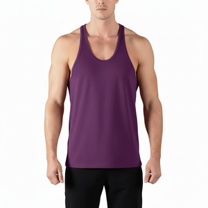 Camiseta sin mangas para hombre, estilo racerback, para gimnasio, fitness, entrenamiento, transpirable, para culturismo, con logo personalizado, venta al por mayor - Product Image 1