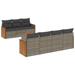 Grey Rattan Garden <b>Sofa</b> <b>Set</b> With Cushions Outdoor Furniture Contemporary Design - Product Image 2