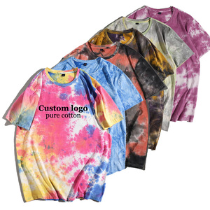 เสื้อยืดแขนสั้นผู้ชายทรงโอเวอร์ไซส์ ลายมัดย้อม คอกลม สไตล์ลำลอง ผ้าฝ้ายเจอร์ซีย์ถัก 100% เสื้อสำหรับฤดูร้อน - Product Image 1