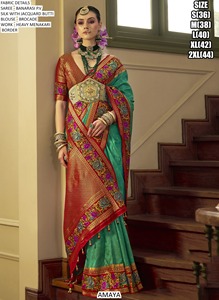 Sari de mariage Zariya en soie Banarasi blanche brodée, anti-transpiration et infroissable - Product Image 2