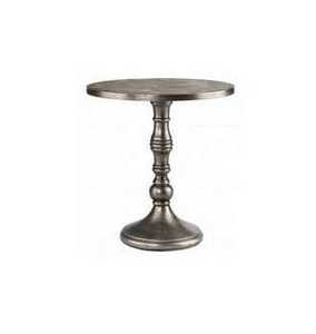 Mesa Auxiliar Redonda de Aluminio Plateado de Primera Calidad, Mesa Decorativa de Metal Pulido con Base de Pedestal Escalonado Único para Sala de Estar de Lujo - Product Image 5