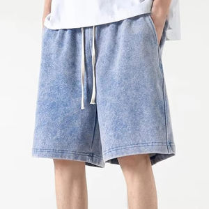 Shorts décontractés unisexes de haute qualité 2026, 100 % coton, effet délavé, personnalisés, noirs, délavés au soleil, style vintage, délavés à l'acide pour hommes - Product Image 3