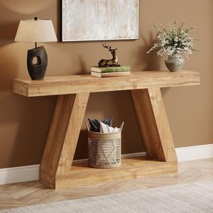 Consolle in Legno Industriale Rustico da 55 Pollici con Vano Portaoggetti per Ingresso o Soggiorno - Product Image 5