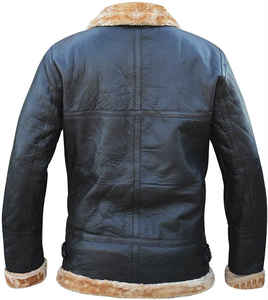 <b>Men</b> Brown Genuine Leather <b>Sherpa</b> Lined Bomber <b>Jacket</b> Zip Up Winter Outerwear Casual - Product Image 5