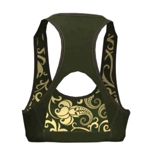 Women's White Yoga Sports <b>Bra</b> With <b>Blue</b> Contrast Band Scoop Neck Racerback Medium Support Breathable Seamless Design - Product Image 6