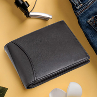 Dompet Kartu Pria Klasik Kulit Asli Desain Ramping dengan Ritsleting untuk Penggunaan Sehari-hari Aksesori Fashion Kasual