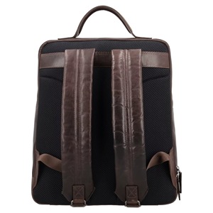 Unisex Luxury Large Capacity Genuine Leather Laptop <b>Backpack</b> Stylish Panelled Canvas Lining Comfortable Zipper Cover Closure - Product Image 4