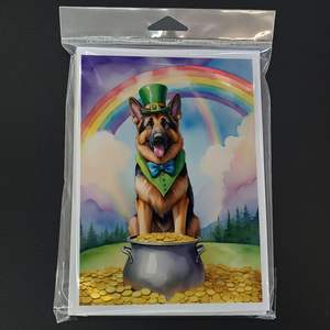 Whimsical St Patrick's Day Greeting Cards Pack of 8 German Shepherd A7 Size <b>5x7</b> Blank Note Cards with <b>Envelopes</b> - Product Image 3