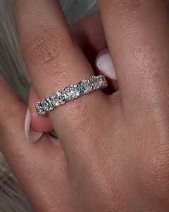 Diamond Full Eternity Wedding Band Prong Set Minimalist <b>Stacking</b> Bridal Proposal Band 14k 18k Solid Gold CVD HTHP Lab Wholesale - Product Image 5