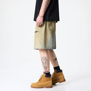 Shorts de Mezclilla Desgastados para Hombre, Corte Recto, Cintura Media, Casuales, para Verano, con Bolsillos de Tela de Algodón - Product Image 4
