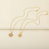 Collar con Colgante Geométrico Minimalista de Corazón/Flor, Chapado en Oro, con Cristales de Zirconia, Joyería de Moda para Mujer, Venta al Por Mayor QIKU