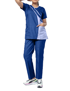 Tenues d'hôpital personnalisées en usine, blouses de travail unisexes, ensembles de blouses élégantes noires à manches courtes pour infirmières, jersey et élasthanne - Product Image 1