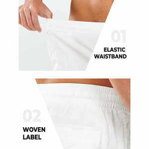 <b>Men's</b> <b>White</b> <b>Cargo</b> Shorts Mid Waist Elastic Breathable Oxford Cotton Casual Shorts With Pockets - Product Image 5