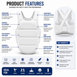 Gilet de protection pectoral de karaté, cible de boxe légère en cuir PU, doublure respirante, rembourrage EPE, boucle à double anneau - Product Image 2