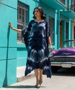 High Quality Designer Rayon <b>Kaftan</b> Tie Dyed Solid <b>Summer</b> Daily Wear Regular Fit O-Neck Best Price by Supplier - Product Image 1