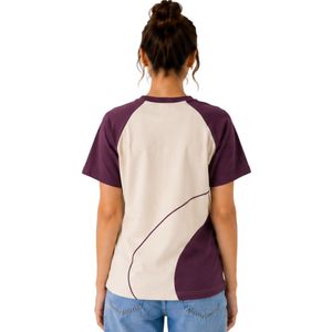 T-shirt raglan violet prune pour femme, col rond, manches courtes, en polyester et coton, décontracté, été, personnalisable avec logo, vêtements OEM ODM - Product Image 2