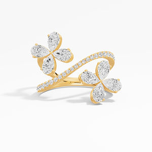 Anillo de moda clásico de eternidad al por mayor para mujer con moissanita en forma de pera, 1.58ctw, chapado en rodio, oro de 10K/14K/18K, engaste de púas, tercera talla - Product Image 1