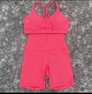 Conjuntos deportivos personalizados de moda para mujer, conjunto de sujetador deportivo con espalda cruzada y pantalones cortos de yoga para mujer - Product Image 5