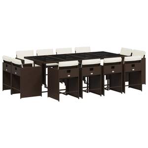 Juego de 12 Muebles de Jardín para Patio en Color Crema Blanco y Marrón - Product Image 2