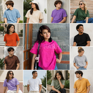 T-shirts en coton unisexe, lot en gros, couleurs unies, tailles assorties, vêtements d'été, stock prêt à expédier, Bangladesh, T-shirts simples - Product Image 5