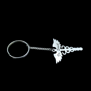 925 Sterling Silver Angel Wing Name Keychain for <b>Doctors</b> - Product Image 1