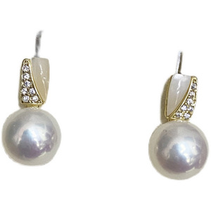 Boucles d'oreilles en perles d'eau douce de 9 à 11 mm, argent pur, style français, rondes, forte brillance, bijoux à la mode - Product Image 5