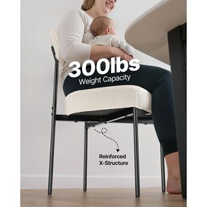 Set di 2 Sedie da Pranzo Mid-Century Modern in Bouclé, Sedie Laterali Imbottite in Sherpa Salvaspazio per Tavolo da Pranzo - Product Image 4