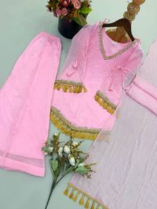 Salwar Kameez Rose Moderne avec Dupatta Coupe Classique Robe Femme Indienne Pakistanaise pour Mariage Séchage Rapide - Product Image 4