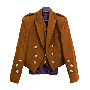 2026 Top Sell Scottish Men's Orange <b>Wool</b> Prince Charlie Kilt Jacket With <b>Vest</b> Wedding Jacket Oem Odm - Product Image 1