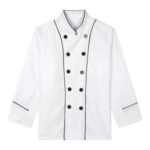 เสื้อเชฟแขนสั้นแบบกระดุมสองแถวสำหรับร้านเบเกอรี่และครัว สำหรับร้านอาหารและโรงแรม ชุดยูนิฟอร์มสำหรับทำอาหารและจัดเลี้ยง - Product Image 1