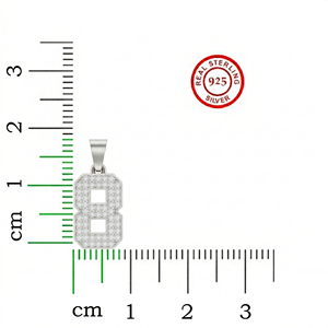 Diamtrendz Lucky Number 8 Hiphop Rhodium Plated 925 Silver Zircon <b>Pendant</b> Chain with 10K/14K/18K <b>Solid</b> <b>Gold</b> Options - Product Image 6