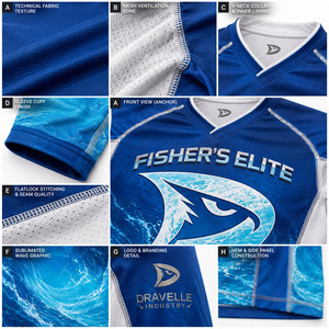 เสื้อตกปลาแบบสั่งทำพิเศษ OEM แขนยาว UPF 50+ แห้งเร็ว พิมพ์ลายแบบ Sublimation สำหรับนักตกปลาในทัวร์นาเมนต์ ผลิตจากโพลีเอสเตอร์ 100% ป้องกันแบคทีเรีย - Product Image 6