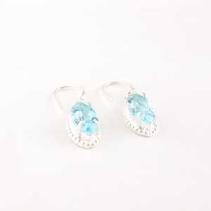 Sky Blue Topaz Drop Earrings Sterling Silver Women's Jewelry Handmade Luxury <b>Gift</b> <b>Her</b> Elegant Fashion Accessories <b>for</b> Party - Product Image 5