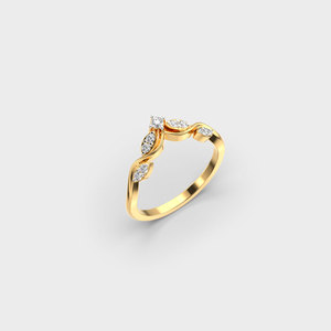 Bague de fiançailles pour femme en or 18 carats plaqué or, sertie de diamants, pierre ronde classique, monture à griffes, bande en or jaune - Product Image 3