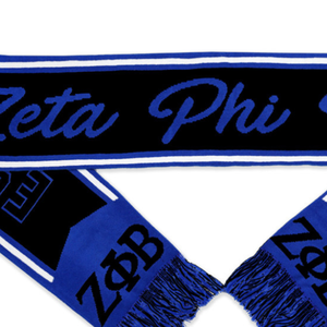 Écharpe en tricot Zeta Phi Beta ZPB noire et bleue, accessoire de mode élégant et chaud en acrylique pour l'hiver, idéal pour les fraternités et les sororités - Product Image 6