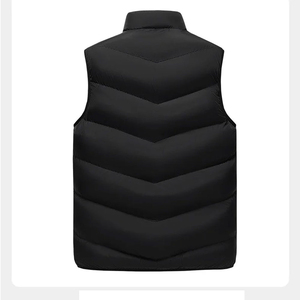 Chaleco Acolchado Negro para Hombre, Cuello Alto, Cierre de Cremallera, Cortavientos, Informal, Forro Polar de Invierno, Relleno Grueso de Poliéster - Product Image 2