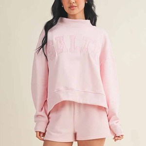 Salty Wholesale Heavyweight <b>Mock</b> <b>Neck</b> Sweatshirt Cotton Fleece Chenille Patch Embroidery Unisex College Wear - Product Image 1