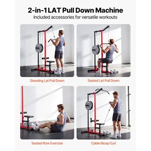 Machine de traction dorsale 2-en-1 pour la maison, appareil de musculation à câble avec siège réglable sur 3 niveaux et station multifonction en mousse réglable sur 4 niveaux - Product Image 2