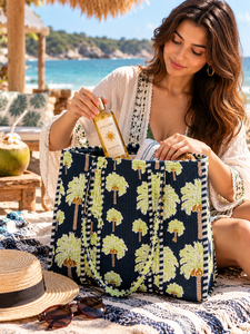 Bolso de mano hecho a mano con diseño de palmera |   Bolso de Hombro Acolchado de Algodón |   Bolsa de Compras con Estampado Tropical |   Bolsa de compras para mujer - Product Image 1