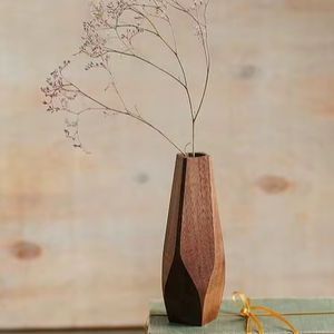 Vase à fleurs en bois de style nordique personnalisable pour une décoration intérieure minimaliste avec un design simple et une finition naturelle douce - Product Image 1