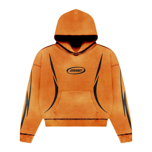 Ensemble de survêtements pour hommes 100% coton, imprimé délavé à l'acide, avec sweat à capuche à double taille orné de strass et pantalon de survêtement évasé, coupe ample et oversize - Product Image 6