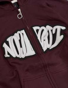 Men's Custom Black Zip Up Hoodie Blue Chenille Style Letter Applique Embroidery Streetwear Full <b>Zipper</b> <b>Sweatshirt</b> Wholesale - Product Image 3