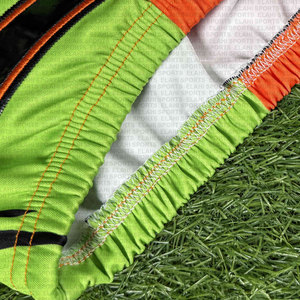 Uniformes de football américain personnalisés, broderie et tissu sergé brillant, ensemble maillot et pantalon Rexion, sublimation néon orange et vert - Product Image 6