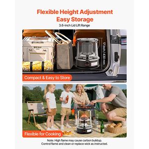 Stufa a Cherosene Portatile 9000 BTU 2-in-1 Non Elettrica per Interni ed Esterni con Altezza Regolabile e Fiamma Facile da Usare - Product Image 5