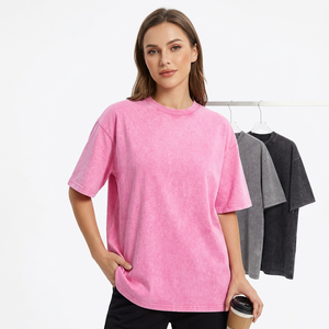 T-shirt surdimensionné pour femmes grandes tailles, couleur unie, coton, col rond, manches courtes, style jersey lavé, vêtements décontractés pour adultes - Product Image 2
